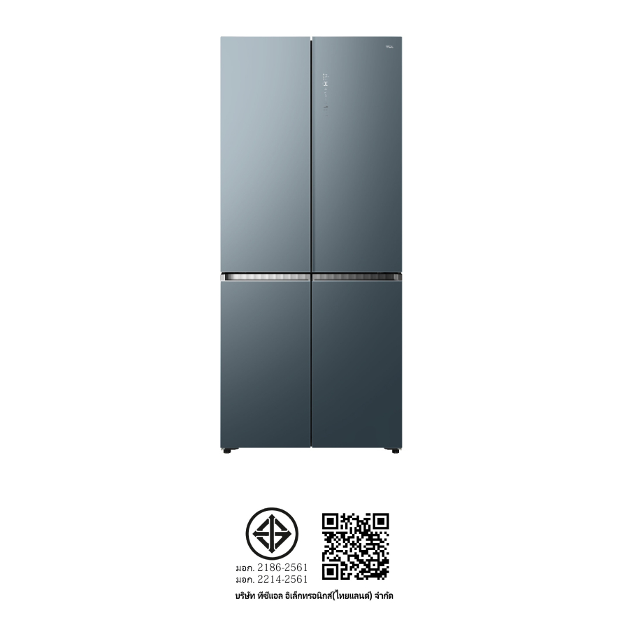 TCL ตู้เย็น 4 ประตู Free built-in 18.4 คิว RT52GCCDE  สี Glacier Blue Glass
