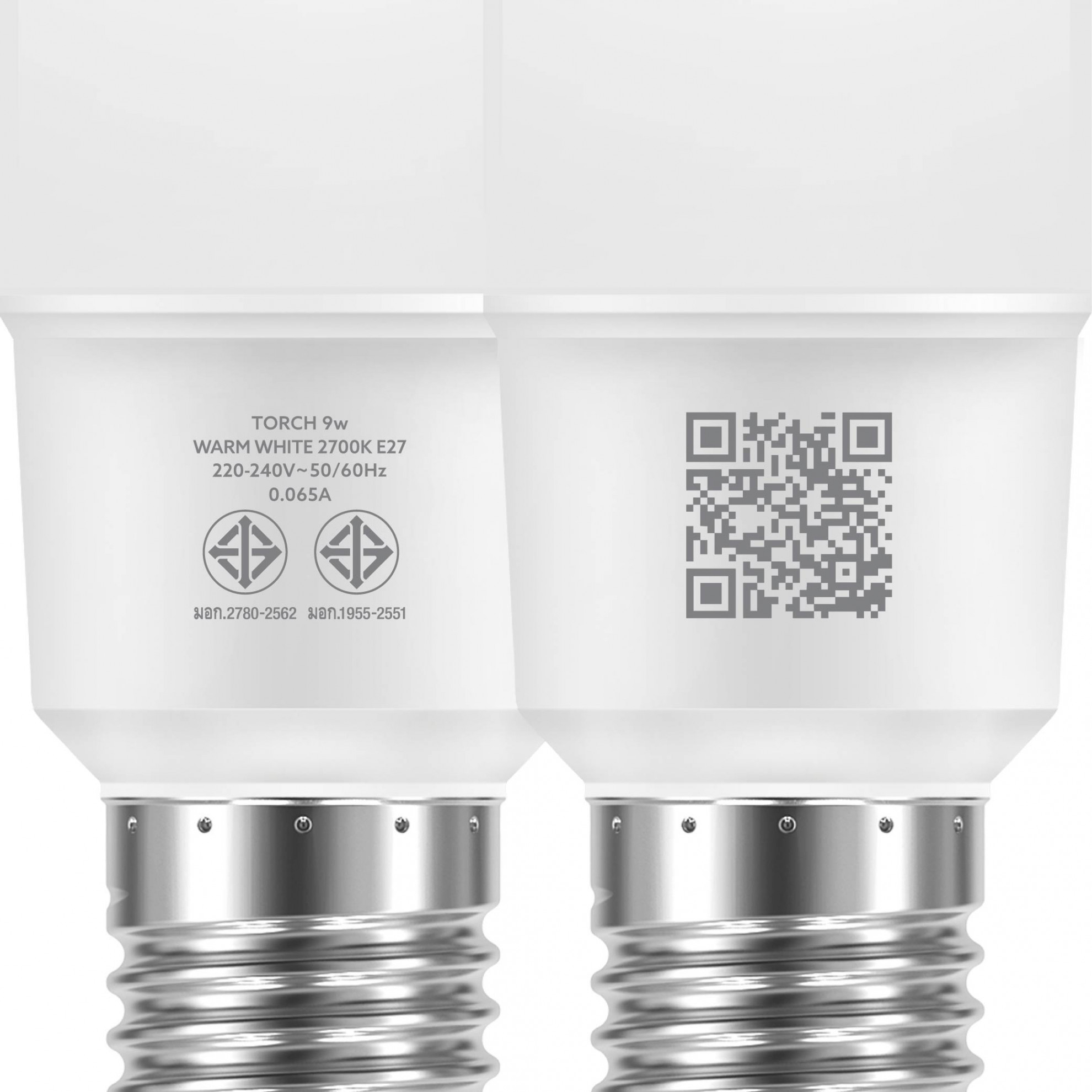 LAMPTAN หลอดไฟ ทรงกระบอก LED 9W แสงวอร์ไวท์ รุ่นทอร์ช E27