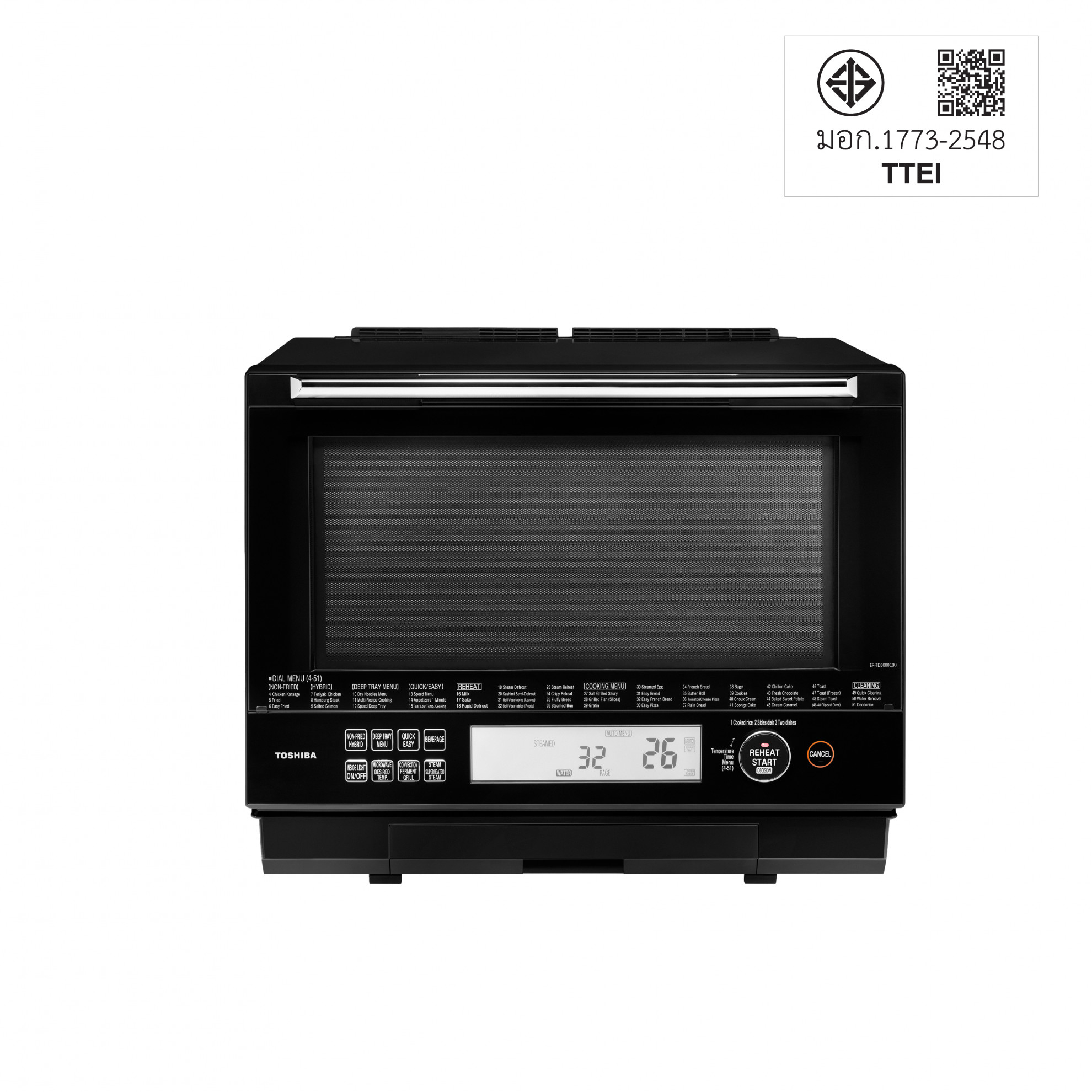 TOSHIBA ไมโครเวฟ ขนาด 30L รุ่น ER-TD5000C(K) สีดำ