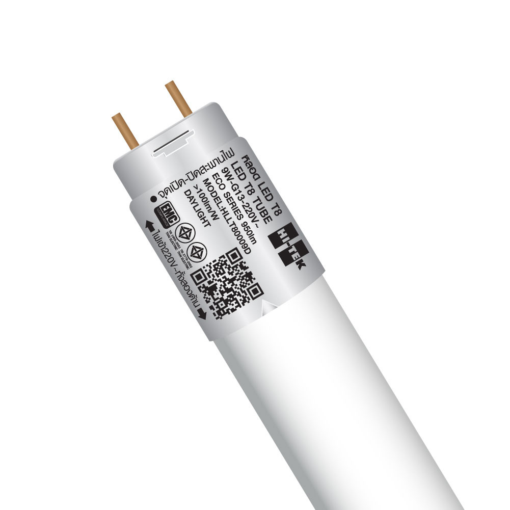 HI-TEK หลอดไฟ LED T8 9W ไฟเข้า 2 ด้าน แสงขาว