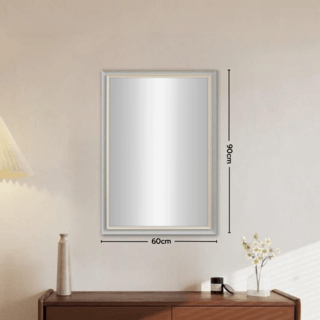 Nice กระจกมีกรอบทรงเหลี่ยม (PS) รุ่น เทียร่า-ไลท์เกร ขนาด 60x90 ซม. สีเทาอ่อน 