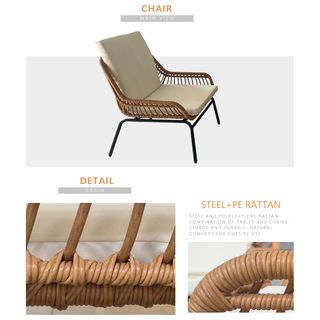 SUMMER SET ชุดโต๊ะสนาม 4 ที่นั่ง รุ่น NOEL ขนาด 67x118x75 ซม. สีเบจ 