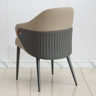 (1/6)DELICATO ชุดโต๊ะอาหารท็อปลายหินอ่อน 6 ที่นั่ง รุ่น Marblezen ขนาดโต๊ะทรงกลม 135 ซม. ขนาดเก้าอี้ 59x65x83 ซม. สีขาว