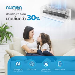 MIDEA เครื่องปรับอากาศ Inverter Numen ขนาด 12000 BTU รุ่น MSNE-13CRFN8-ID สีขาว 