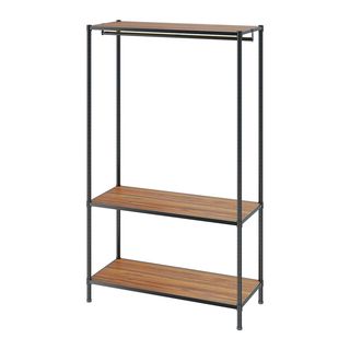 HAWDD ราวแขวนตั้งพื้นพร้อมชั้นวางของพื้นไม้ รุ่น Veeva ขนาด 45x90x180ซม.สีเทา