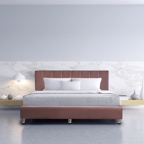 TRUFFLE ฐานเตียงรุ่น Domon 3.5 ฟุต PVC สีน้ำตาลเข้ม