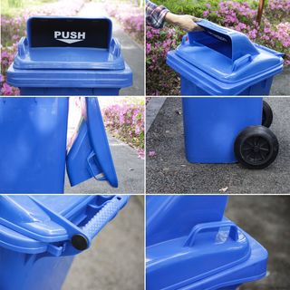 KLEANZY ถังขยะเทศบาลฝาสวิงทรงเหลี่ยม 120 ลิตร ขนาด 57x46x93-106 ซม. รุ่น TG51804H-BU สีน้ำเงิน (ขยะทั่วไป) 1/4