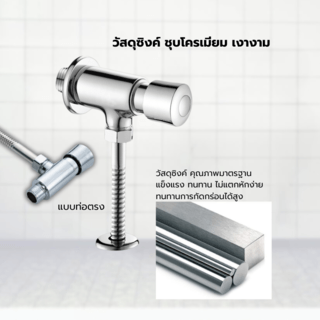 Verno ฟลัชวาล์วโถปัสสาวะแบบกด รุ่น C02 ขนาด 20x15x5 ซม. สีโครม