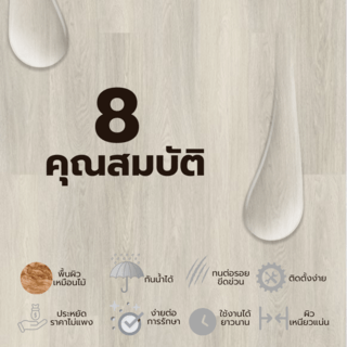 กระเบื้องยาง SPC Click lock 184x1220x4+1mm IXPE มม (มีโฟมในตัว) รุ่น 6589 (2.694ตรม./12แผ่น) TAPIO สีไม้แอชไวท์