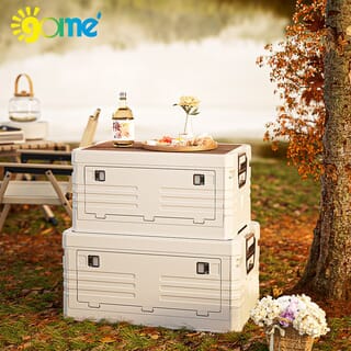 GOME กล่องเก็บของบานเปิดพับได้ท็อปไม้ Campo 2030-1L ขนาด 39x58x33 ซม. สีขาว
