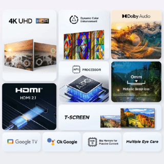 TCL UHD Google TV ขนาด 55 นิ้ว รุ่น 55V6B สีดำ