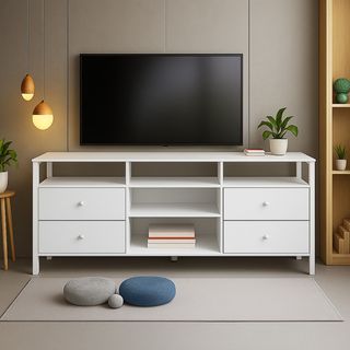 DELICATO ชั้นวางทีวี รุ่นออสติน ขนาด152.6x39x76 ซม. สีขาว