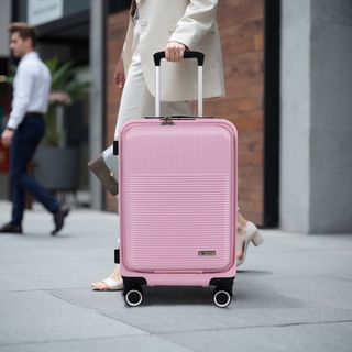 WETZLARS กระเป๋าเดินทาง ขนาด 20 นิ้ว พร้อมช่องใส่ของด้านหน้า รุ่น Spring-03 ขนาด 21x33x50 ซม. สีชมพู