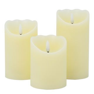 COZY เทียน LED 3ชิ้น/กล่อง รุ่น AZEL ขนาด 7.5x7.5x10ซม. / 7.5x7.5x12.5ซม./ 7.5x7.5x15ซม. สีเบจ