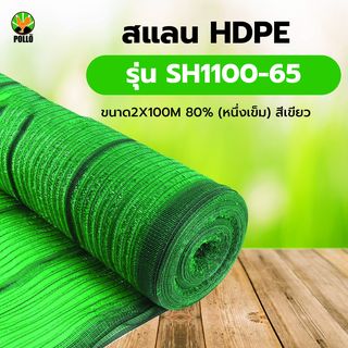 POLLO สแลน HDPE 80% รุ่นSH1100-65 ขนาด2X100M 80%(หนึ่งเข็ม) สีเขียว