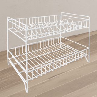 CLOSE ชั้นตะแกรงเหล็กคว่ำจาน 2 ชั้น TT-229 ขนาด 42x32x39 ซม. สีขาว