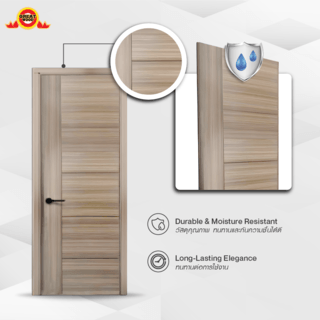 HOLZTUR ประตูปิดผิวเมลามีนเซาะร่อง 5เส้น ขนาด 80x200ซม. สี White Oak