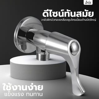 Iris วาล์วฝักบัวทองเหลืองชุบโครเมี่ยมด้ามปัดใหญ่ รุ่น  IR-54101