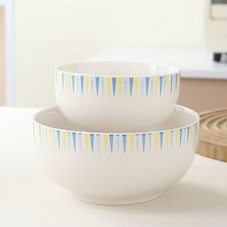 ADAMAS ถ้วยเซรามิค 4.5 นิ้ว ลายสามเหลี่ยม ALIN สีขาว