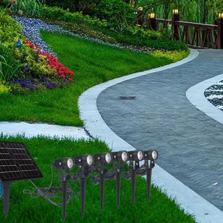 EILON โคมไฟโซลาร์เซลล์ปักดิน 3W*6โคม รุ่น PH009 สีดำ แสงวอร์มไวท์