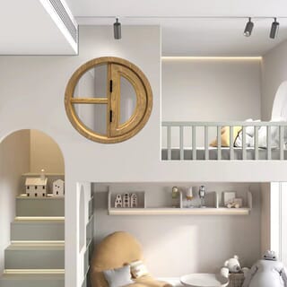 WELLINGTAN หน้าต่างช่องแสงวงกลม ตัวที แบบเปิด รุ่นTF07-Y ขนาด 70x70 x10cm  สีลายไม้ 