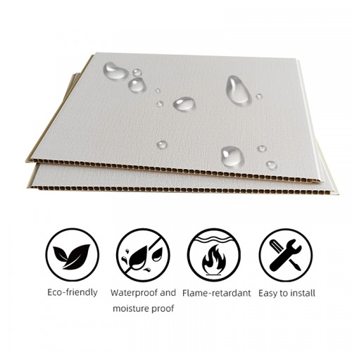 GREAT WOOD แผ่นตกแต่งผนังและฝ้าPVC GPPVC3.7-5 400*8*2900มม. เทาเบจ