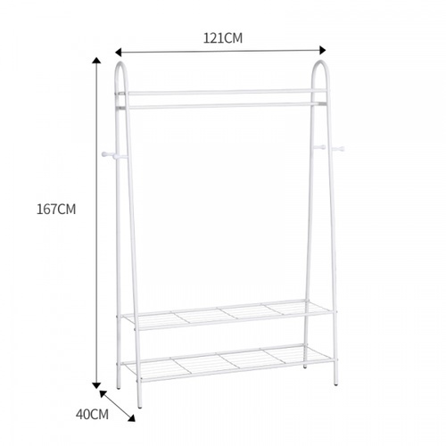 SAKU ราวแขวนผ้าเหล็กเคลือบพร้อมชั้นวาง C120-WH ขนาด 120x40x165 ซม. สีขาว