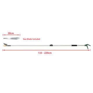 TreeO กรรไกรตัดกิ่งอะลูมิเนียม พร้อมใบเลื่อย ปรับระดับได้ ยาว1.3-2.2 ม. รุ่นFP2503 สีเขียวเงิน