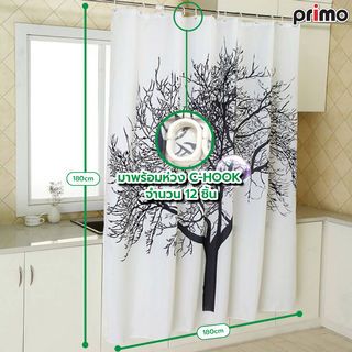 Primo ม่านห้องน้ำโพลีเอสเตอร์ ลายต้นไม้ รุ่น DDF005 ขนาด 180x180 ซม. สีดำ
