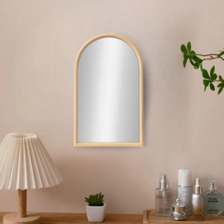 Nice กระจกมีกรอบทรงเหลี่ยมมน (PS) รุ่น คากามิ-03 ขนาด 47x72 ซม. สีไม้ธรรมชาติ 