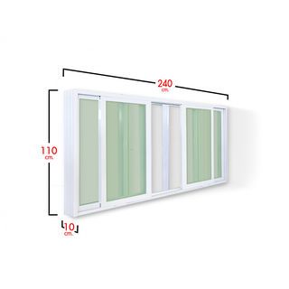 RAKANGTHONG หน้าต่างบานเลื่อนอลูมิเนียม 4 ช่อง 240x110 cm. สีขาว