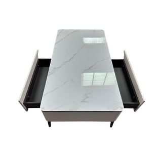 DELICATO โต๊ะกลางหน้าท็อปหินอ่อน รุ่น NOVA ขนาด 130x70x42 ซม. สีดำ-เทา