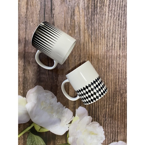 AILO แก้วเซรามิค 8 ซม. 350 มล. DRAK-01 สีขาวดำ