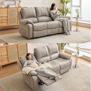  PULITO เก้าอี้พักผ่อนหนังสังเคราะห์ปรับระดับไฟฟ้า 3 ที่นั่ง รุ่น Lomon ขนาด 201x95-160x98.5-80 ซม. สีเทาอ่อน