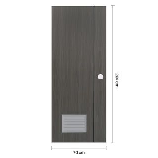 WELLINGTAN ประตู UPVC Profile รุ่น  WT2-GL (สำหรับใช้ห้องน้ำภายใน) เซาะร่องเส้นดำ  เกล็ดล่าง ขนาด 70x200 ซม. สีเกรย์(เจาะลูกบิด)
