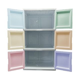 GOME ตู้พลาสติกบานเปิดคู่ 3 ชั้น 70x50x121 ซม. รุ่น Colorvid W5 สีพาสเทล