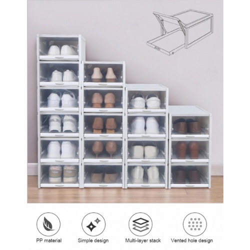 GOME กล่องรองเท้าแบบเลื่อนฝาหน้า DF007-3  บรรจุ 3 กล่อง/ แพ็ค สีเทา 