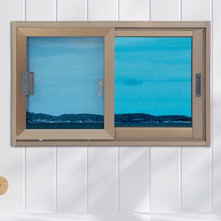 WELLINGTAN (LIKE) หน้าต่างอะลูมิเนียม บานเลื่อน SS W-AL/013 80x50ซม. สีชา พร้อมมุ้ง