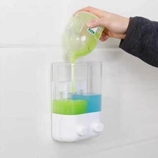 Primo ที่กดสบู่เหลว 2 ช่อง ความจุ 500x2 มล. รุ่น SD59 ขนาด 8.5x14.5x22ซม. สีขาว