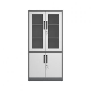 SMITH  ตู้เก็บเอกสารแบบกระจกและทึบบานเปิด  รุ่น Arlo ขนาด 40x90x185ซม.  สีขาว-เทา