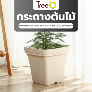 Tree’ O กระถางต้นไม้ รุ่น 6PY022-BE ขนาด 15 x 15 x 14 ซม. (6นิ้ว) สีน้ำตาลอ่อน