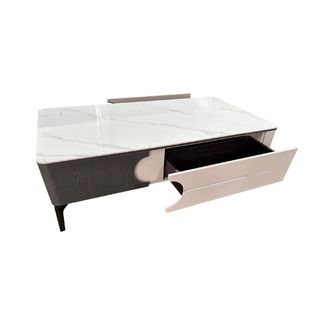 DELICATO โต๊ะกลางหน้าท็อปหินอ่อน รุ่น NOVA ขนาด 130x70x42 ซม. สีดำ-เทา