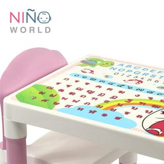 NINO WORLD ชุดโต๊ะเด็กแฟมิลี่เซ็ท รุ่น FT-207/AP (2+1) ขนาด 49x39x43 ซม.สีม่วง