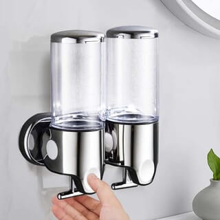 Primo ที่กดสบู่เหลว 2 ช่อง ความจุ  500x2 มล. รุ่น SD05 ขนาด 10x21.5x24ซม. สีเงิน