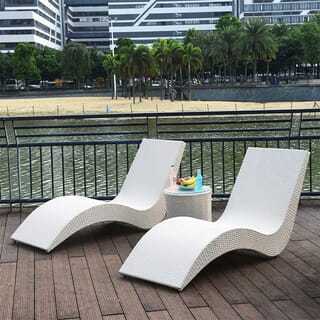 SUMMER SET เตียงริมสระหวายเทียม รุ่น สมุย ขนาด 65x180x80ซม.สีขาว