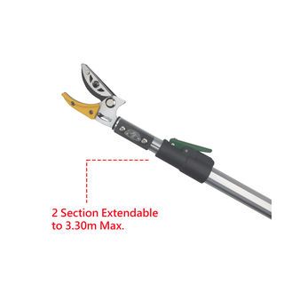 TreeO กรรไกรตัดกิ่งอะลูมิเนียม พร้อมใบเลื่อย ปรับระดับได้ ยาว1.3-2.2 ม. รุ่นFP2503 สีเขียวเงิน