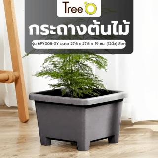 Tree  O กระถางต้นไม้ รุ่น 6PY008-GY ขนาด 27.6 x 27.6 x 19 ซม. (12นิ้ว) สีเทา
