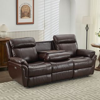  PULITO เก้าอี้พักผ่อนหนังแท้ปรับระดับไฟฟ้า 3 ที่นั่ง รุ่น Zander ขนาด 227x99.5x104 ซม. สีน้ำตาลเข้ม