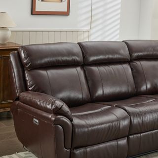  PULITO เก้าอี้พักผ่อนหนังแท้ปรับระดับไฟฟ้า 3 ที่นั่ง รุ่น Zander ขนาด 227x99.5x104 ซม. สีน้ำตาลเข้ม