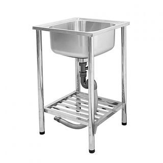 CROWN อ่างล้างจานพร้อมขาตั้ง 1 หลุมไม่มีที่พัก 50x50x77 ซม. SS1-5050 (1/2)